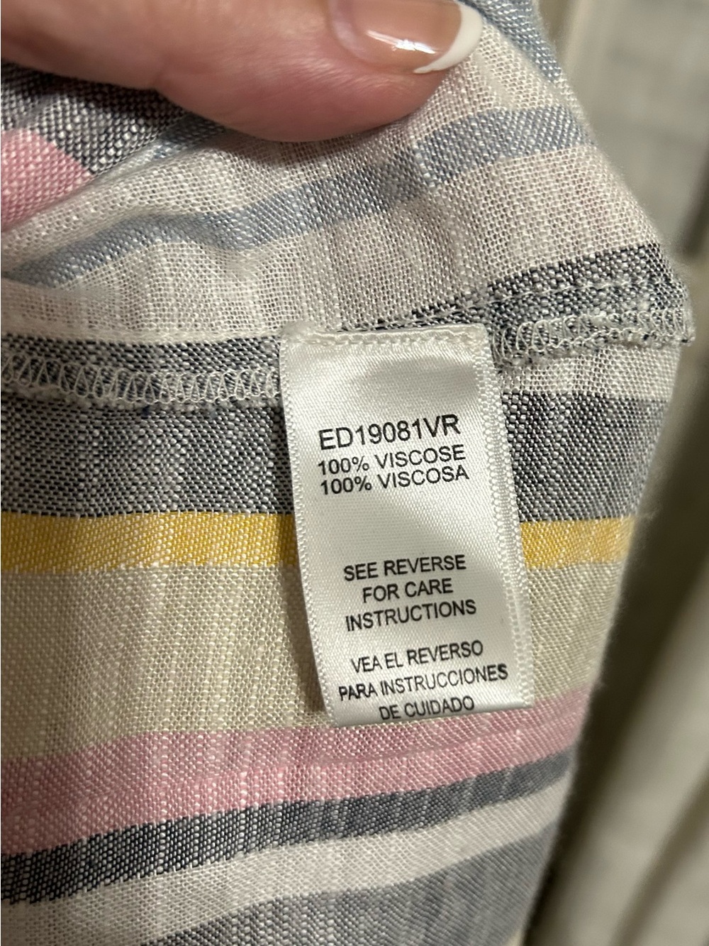 ENCREME Stripe V-Neck Maxi Dress Pastel Pink Yellow stripe vacation cruise large - Picture 7 of 7